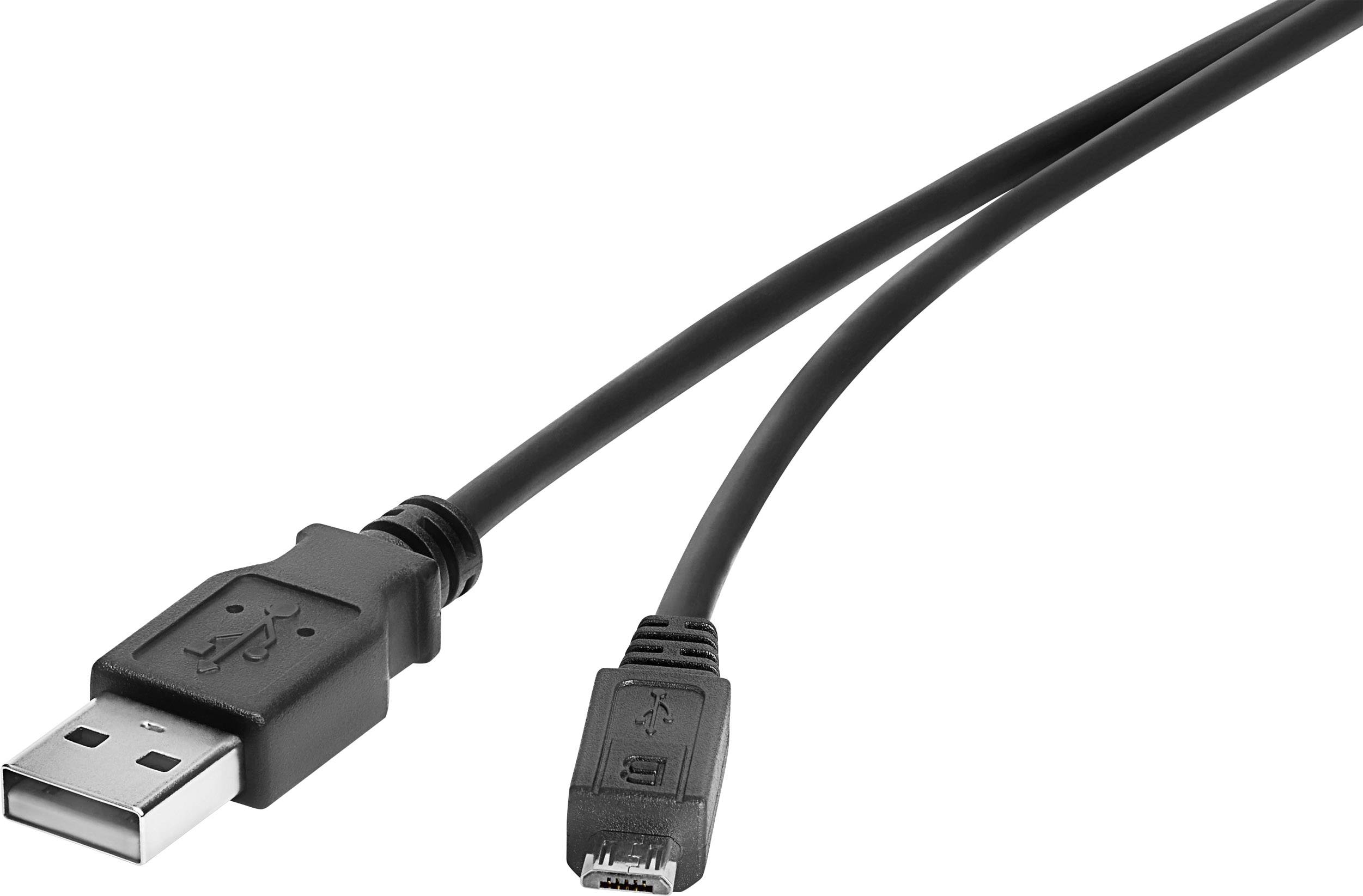 CONRAD Renkforce USB 2.0 Kabel [1x USB 2.0 Stecker A - 1x USB 2.0 Stecker Micro-B] 3 m Schwarz vergo