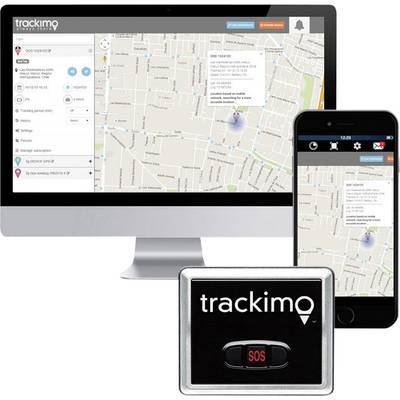 Ein Computerbildschirm, ein Smartphone und ein GPS-Gerät zeigen eine Tracking-App mit einer Kartenansicht und Standortdetails.