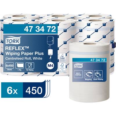 TORK Reflex™ Starke Mehrzweck-Papierwischtücher Weiß M4, SmartCore®, 6 × 450 Blatt 473472  Anzahl: 2700 St.