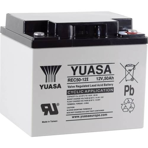 Yuasa REC50-12 YUAREC5012 Bleiakku 12 V 50 Ah Blei-Vlies (AGM) (B x H x T) 197 x 175 x 165 mm M5-Schraubanschluss Gering...