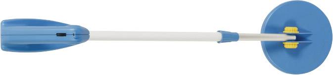 Handgemachter Stockmixer mit blauem Griff und Drehelement. Wird zum gleichmäßigen Mischen von Flüssigkeiten verwendet.