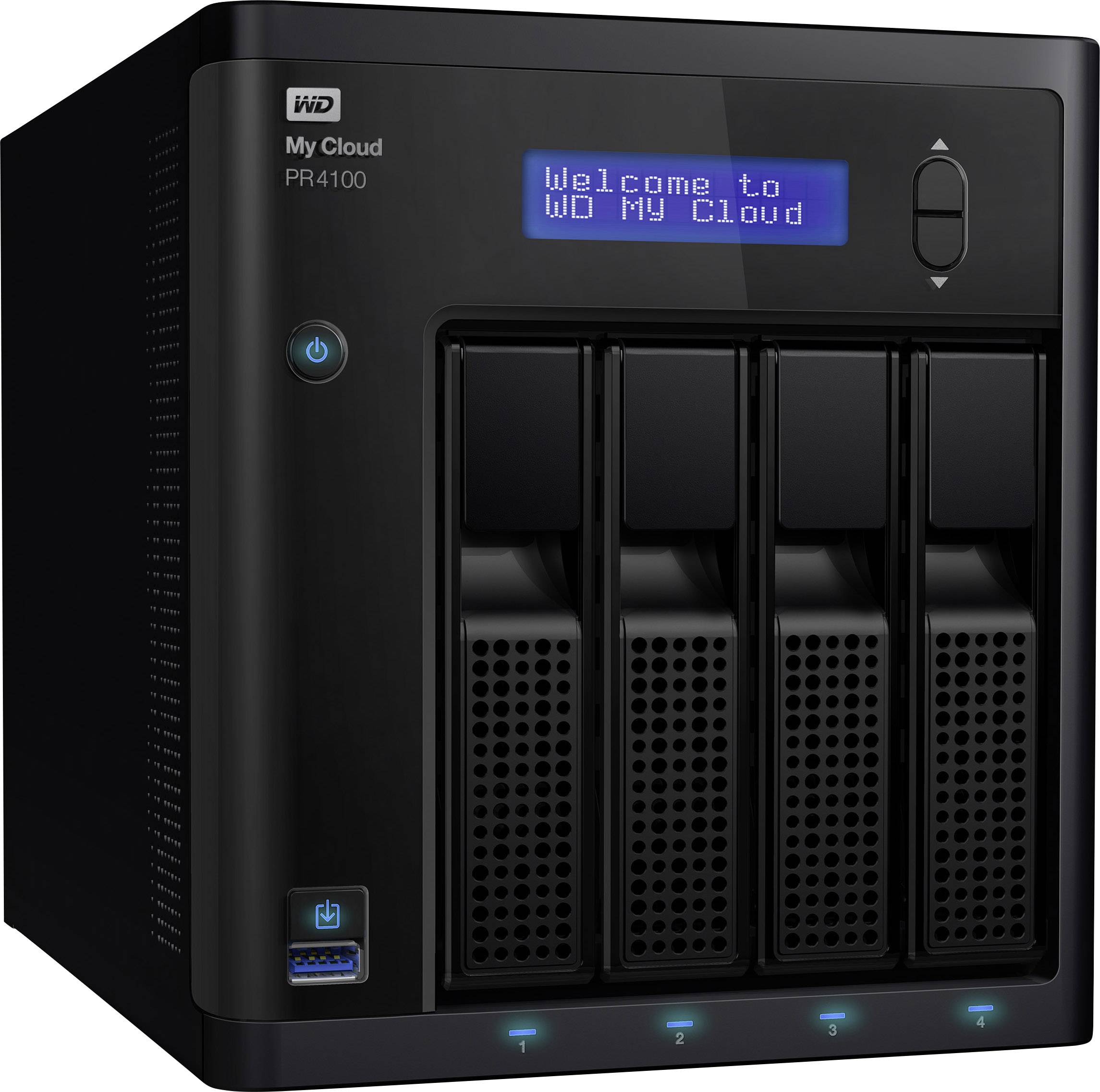 WD My Cloud™ Pro PR4100 NAS-Server 24 TB 4 Bay Integriertes Display, Business Cloud WDBNFA0240KBK-EESN-4