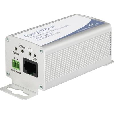 Ein kompaktes elektrisches Gerät mit der Aufschrift 'Easy2Wire+', Anschlussmöglichkeiten für '2Wire', 'ETH' und LED-Anzeigen.