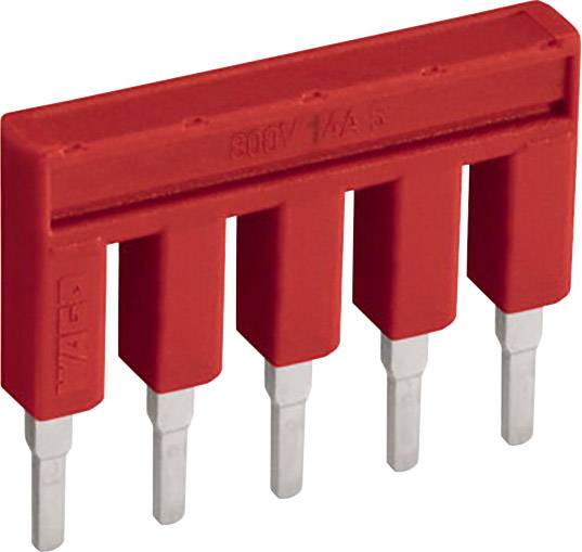 Rote Brückenklemme mit fünf Anschlüssen, geeignet für elektrische Geräte mit 500V und 16A.