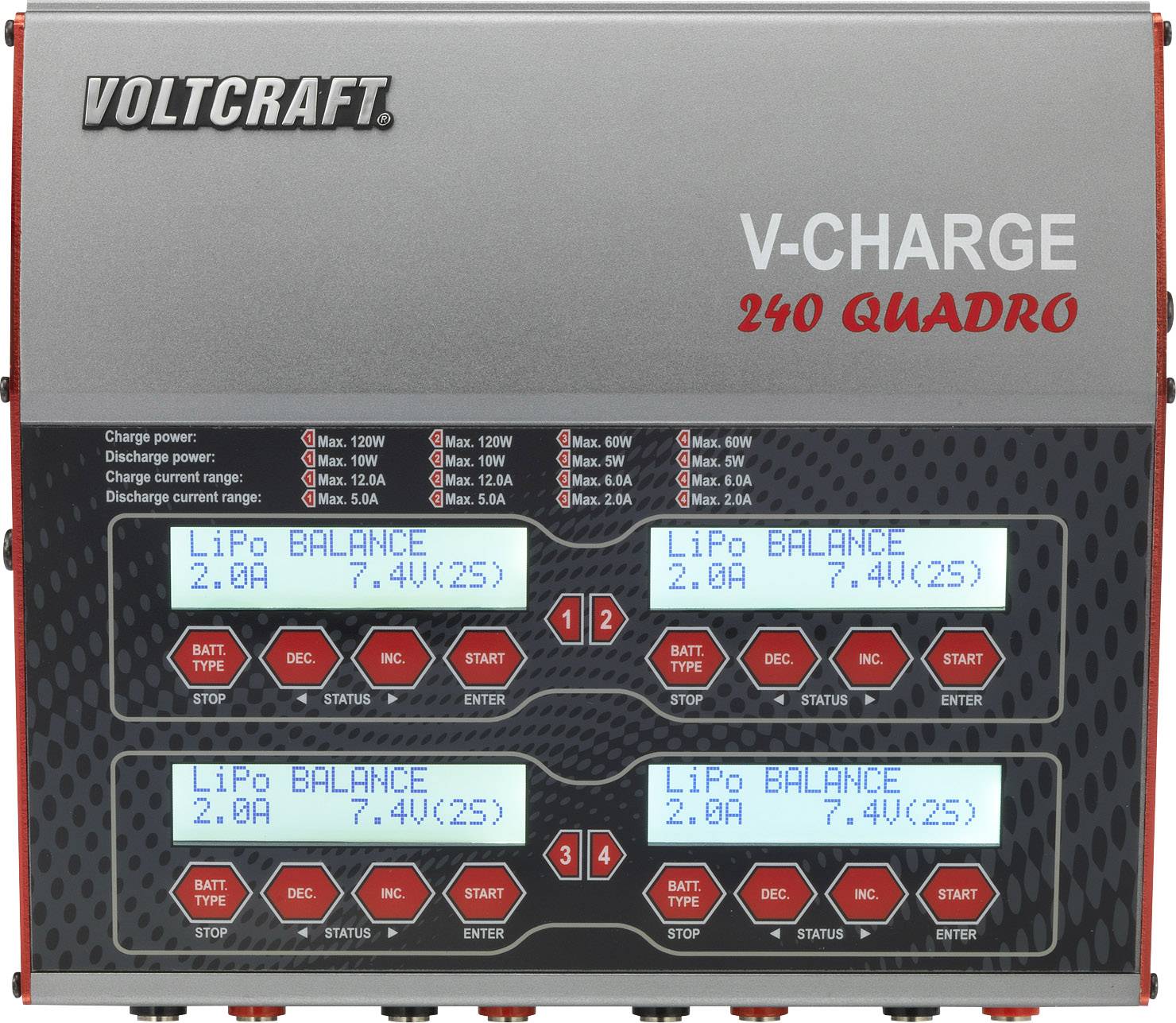 VOLTCRAFT V-Charge 240 Quadro Modellbau-Multifunktionsladegerät 12 V, 230 V 12 A LiPo, LiFePO, LiIon, LiHV, NiCd, NiMH, -4