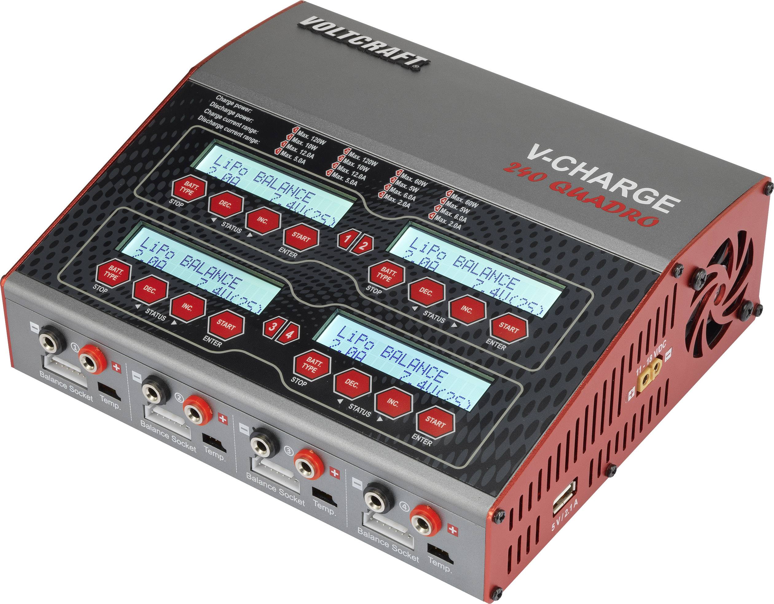 VOLTCRAFT V-Charge 240 Quadro Modellbau-Multifunktionsladegerät 12 V, 230 V 12 A LiPo, LiFePO, LiIon, LiHV, NiCd, NiMH, -6
