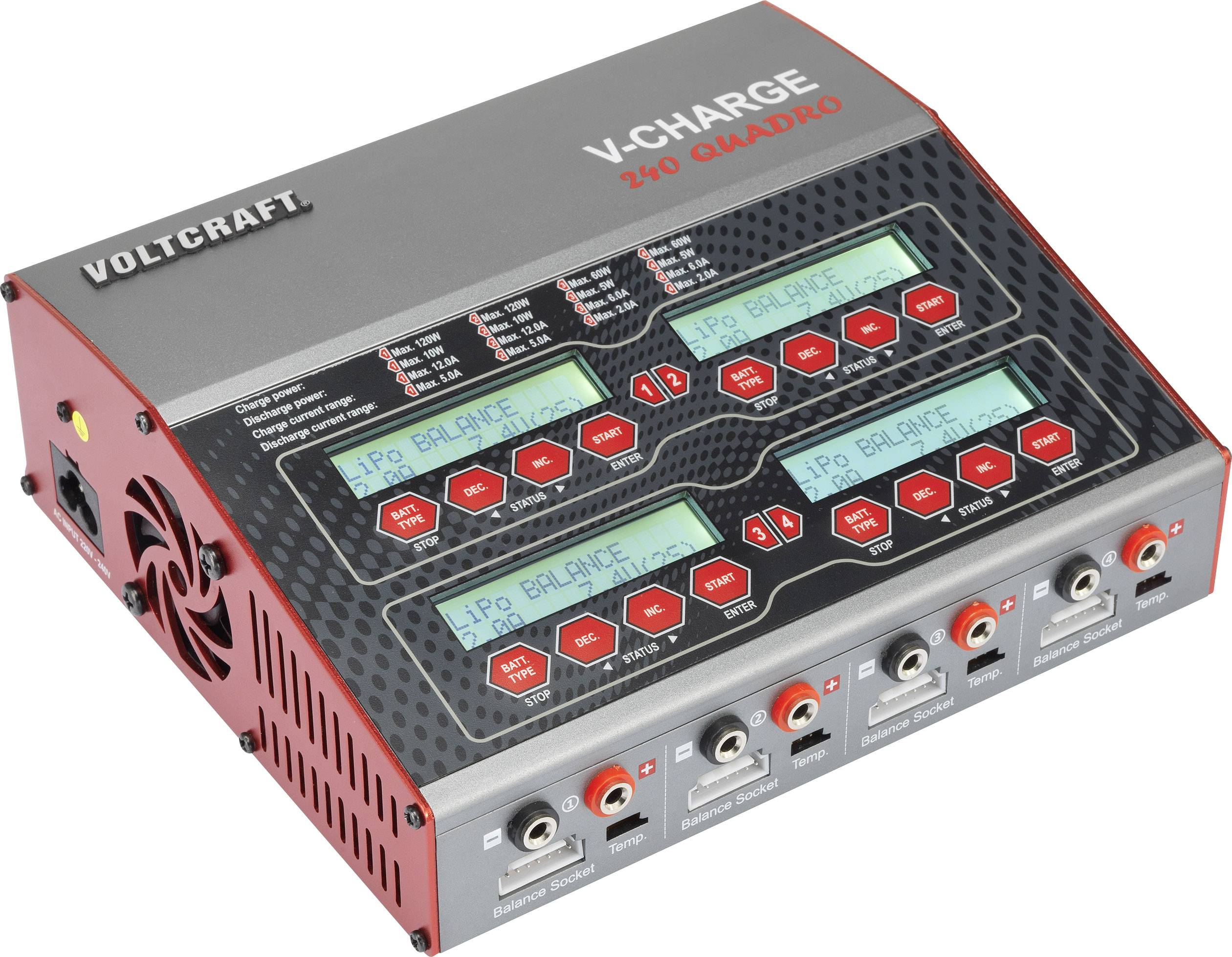 VOLTCRAFT V-Charge 240 Quadro Modellbau-Multifunktionsladegerät 12 V, 230 V 12 A LiPo, LiFePO, LiIon, LiHV, NiCd, NiMH, -8