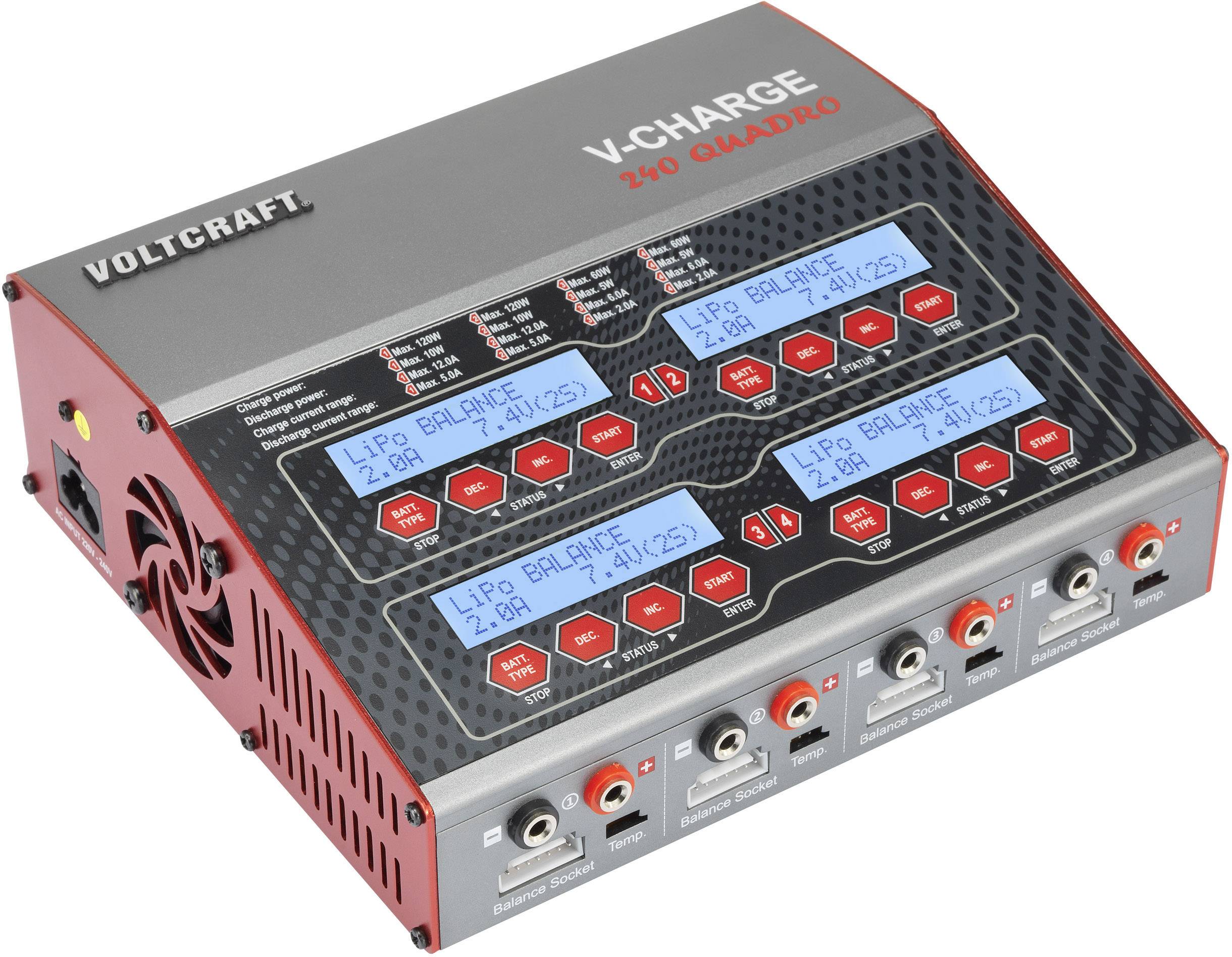 VOLTCRAFT V-Charge 240 Quadro Modellbau-Multifunktionsladegerät 12 V, 230 V 12 A LiPo, LiFePO, LiIon, LiHV, NiCd, NiMH, -9