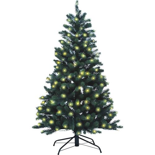 Xenotec PE-BM150 Künstlicher Weihnachtsbaum mit Beleuchtung Tanne Warmweiß LED Grün EEK: G (A - G) mit Ständer 150 cm