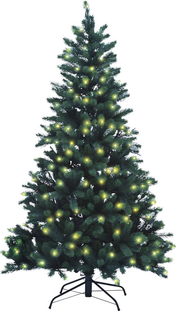 Xenotec PE-BM180 Künstlicher Weihnachtsbaum mit Beleuchtung Tanne Warmweiß LED Grün EEK: G (A - G) mit Ständer 180 cm