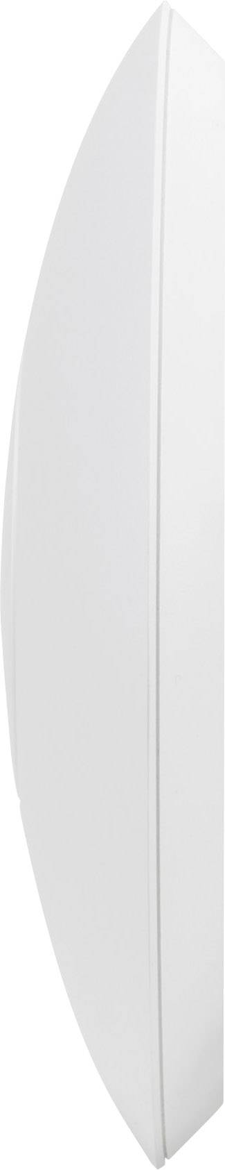 Ein weißes, ovales Objekt mit glatter Oberfläche, seitlich fotografiert.