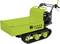 Ein grüner, kettengetriebener Mini-Dumper der Marke Zipper, Modell ZI-MD300, zum Transport von Lasten auf unwegsamem Gelände.