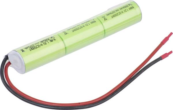 Mexcel Inline L1x3 Akkupack 3x Sub-C hochtemperaturfähig, Kabel, Flat-Top NiMH 3.6 V 2500 mAh