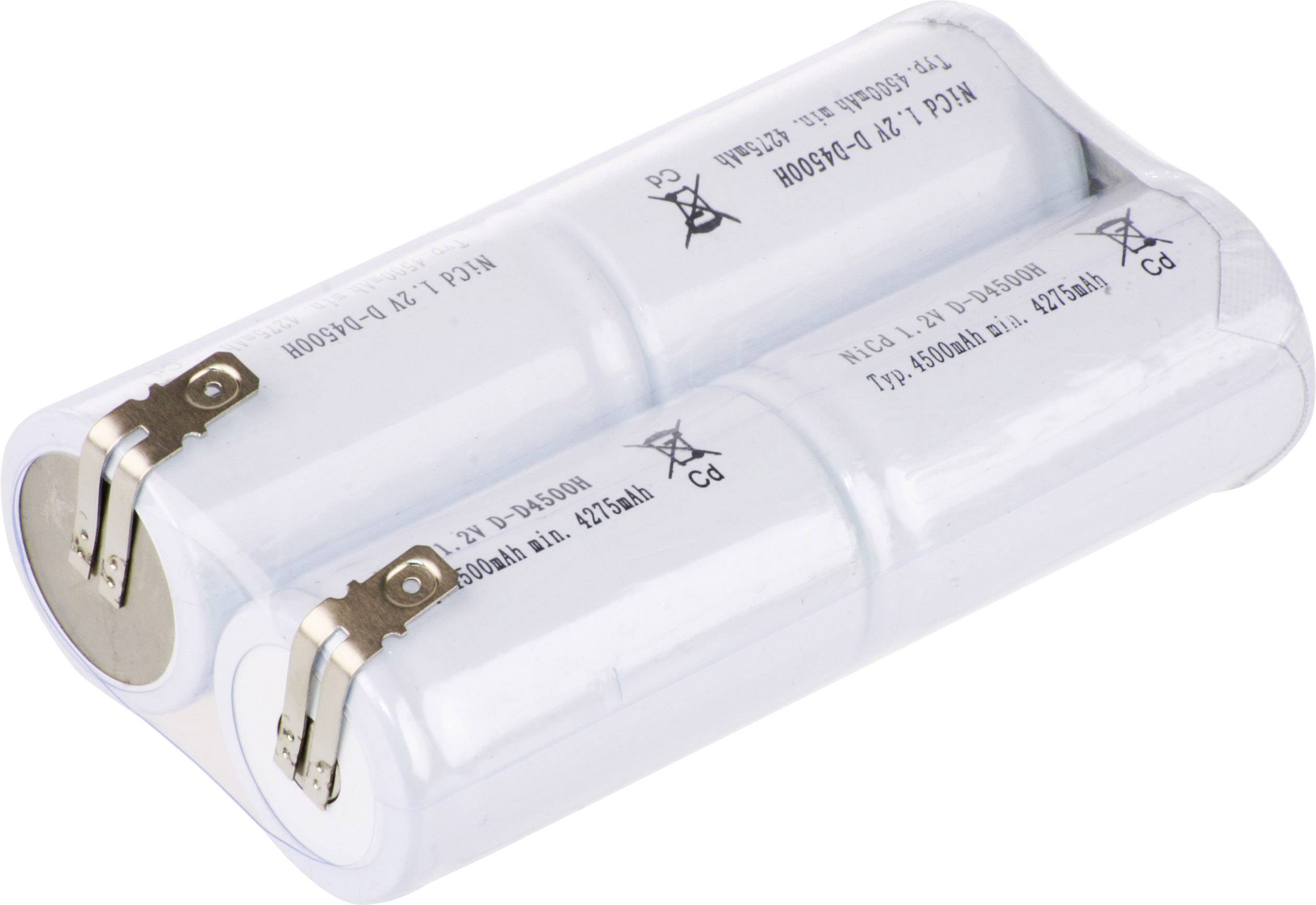 Mexcel Inline L2x2 Akkupack 4x Mono (D) hochtemperaturfähig, U-Lötfahne, Flat-Top NiCd 4.8 V 4000 mAh