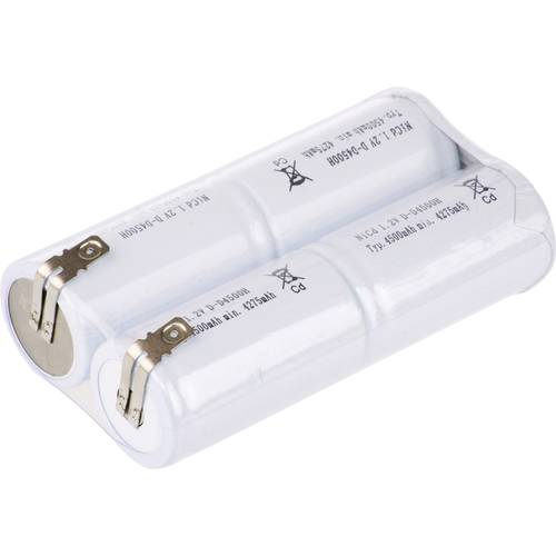 Thumbnail - Mexcel Inline L2x2 Akkupack 4x Mono (D) hochtemperaturfähig, U-Lötfahne, Flat-Top NiCd 4.8 V 4000 mAh