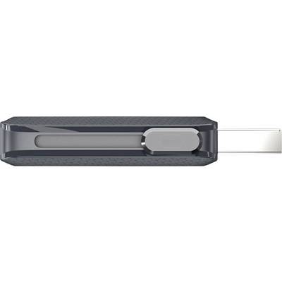 Schwarzer USB-Stick mit abgerundeten Ecken und silbernem Stecker.