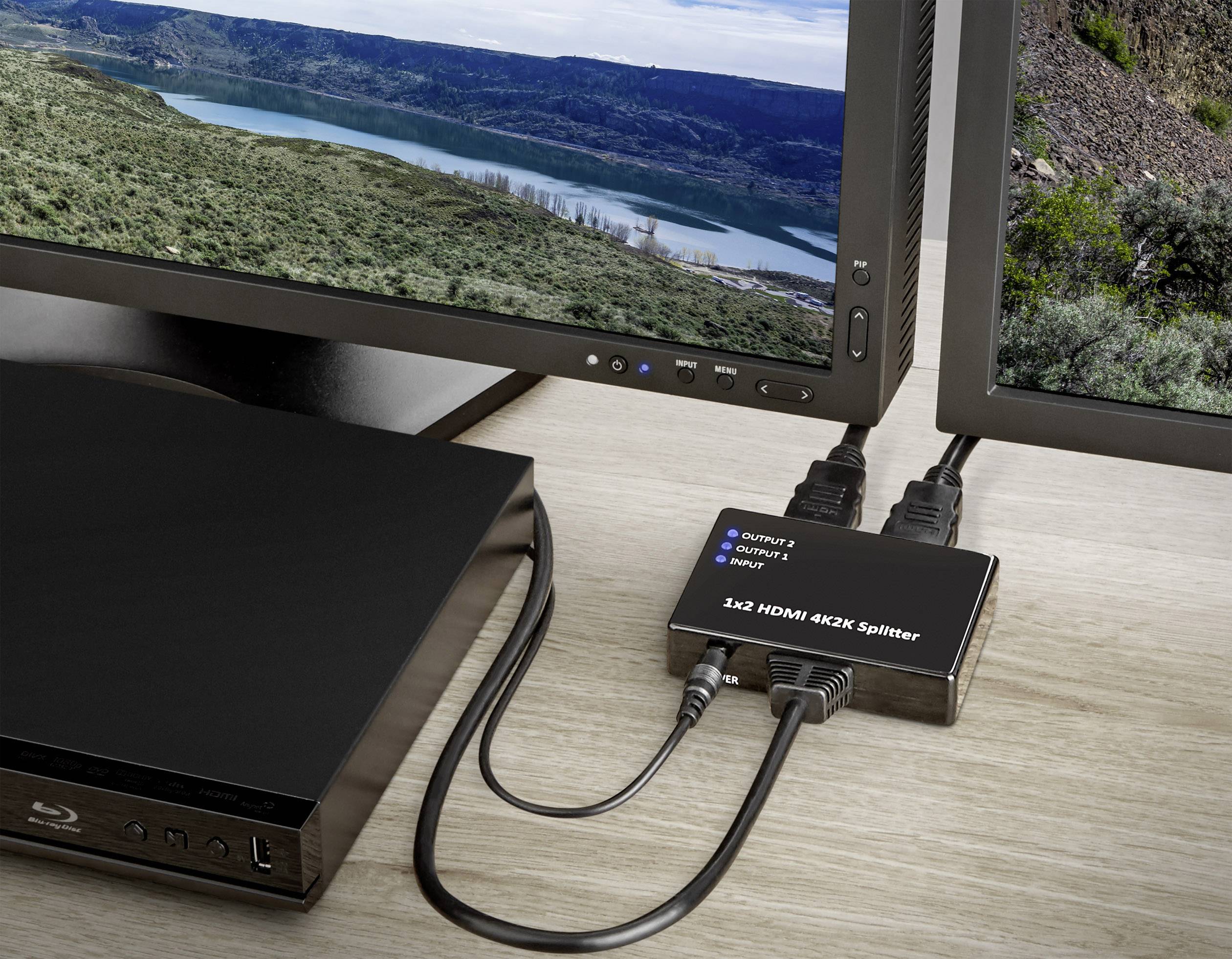 Basetech HM-SP102KT 2 Port HDMI-Splitter Ultra HD-fähig 3840 x 2160 Pixel Schwarz-1