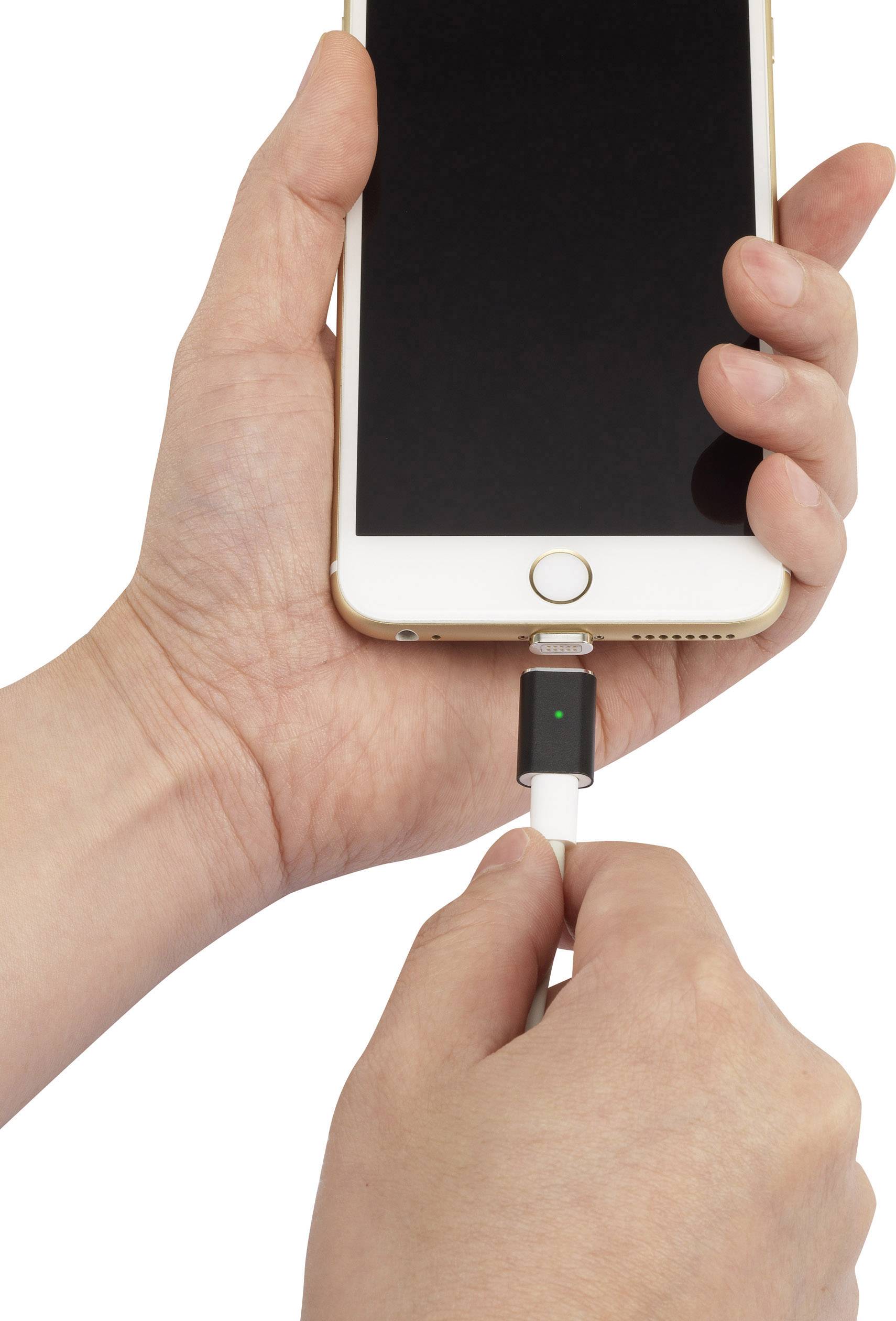 Renkforce USB-Kabel Schwarz magnetischer Stecker, vergoldete Steckkontakte RF4472910-3