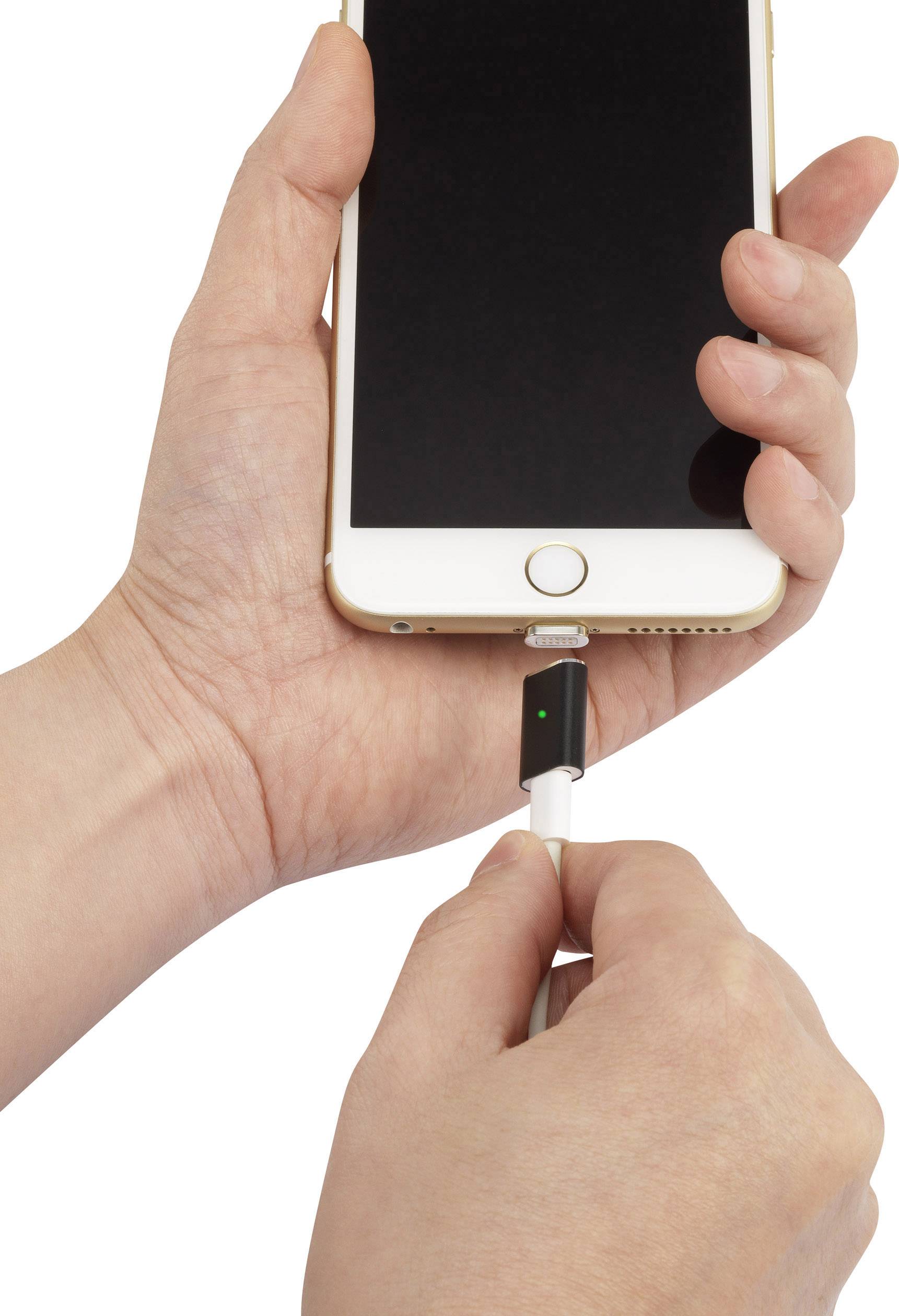 Renkforce USB-Kabel Schwarz magnetischer Stecker, vergoldete Steckkontakte RF4472910-4