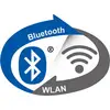 Das Bild zeigt überlappende Symbole für Bluetooth und WLAN, die auf die Verbindungsmöglichkeiten der beiden Technologien hinweisen.