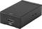 Schwarze HDMI-Box mit einem 'Input'- und 'Output'-Anschluss, vermutlich ein Umschalter oder Adapter für audiovisuelle Signale.