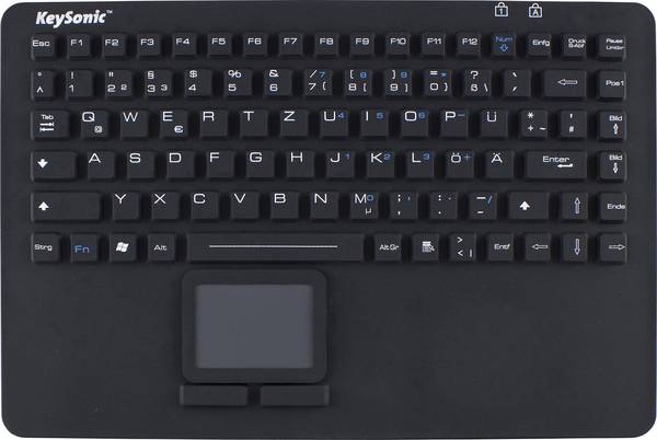 Keysonic KSK-5230 IN (DE) USB Tastatur Deutsch, QWERTZ Schwarz Spritzwassergeschützt, Integriertes Touchpad, Maustasten