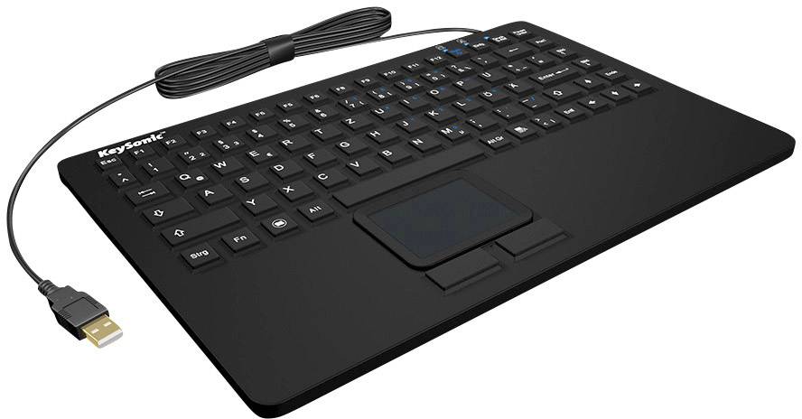 Keysonic KSK-5230 IN (DE) USB Tastatur Deutsch, QWERTZ Schwarz Spritzwassergeschützt, Integriertes Touchpad, Maustasten-4