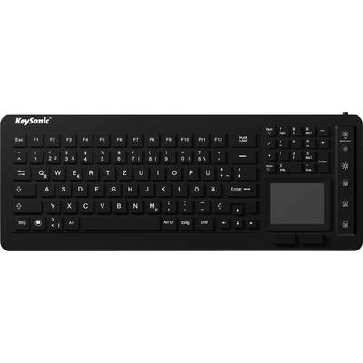 Keysonic KSK-6231 INEL (DE) USB Tastatur Deutsch, QWERTZ Schwarz Silikonmembran, Wasserfest (IPX7), Beleuchtet, Integrie