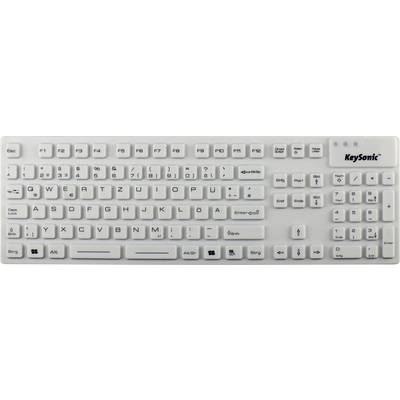 Keysonic KSK-8030 IN (DE) USB Tastatur Deutsch, QWERTZ, Windows® Weiß Silikonmembran vollversiegelt IP68, Wasserfest (IP
