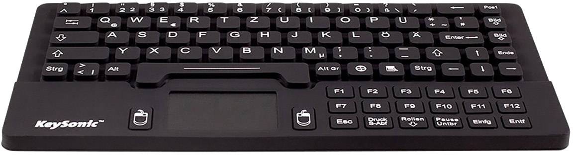 Keysonic KSK-5031IN (DE) USB Tastatur Deutsch, QWERTZ Schwarz Spritzwassergeschützt, Integriertes Touchpad, Maustasten-1