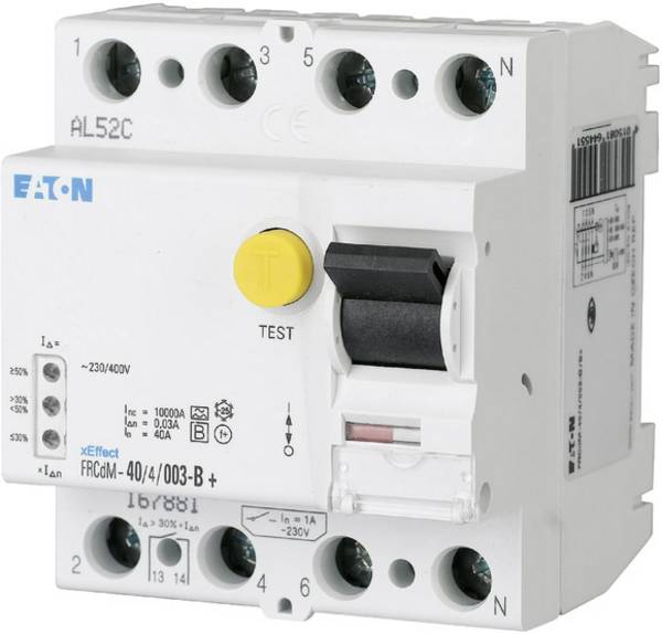 Eaton 167882 FRCDM-63/4/003-G/B+ FI-Schutzschalter allstromsensitiv 4polig 63 A 0.03 A 240 V, 415 V