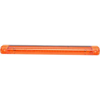 Ein langer, transparenter orangefarbener Leuchtkörper, möglicherweise ein Markierungslicht oder ein Reflektor.