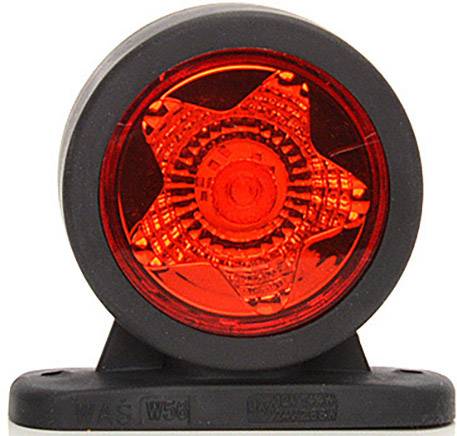 Rotes Rundumlicht mit einem sternförmigen Muster in der Mitte, auf einer schwarzen Halterung montiert, verwendet als Warnsignal.