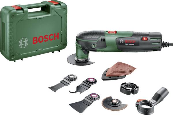Bosch Home and Garden PMF 220 CE Set 0603102001 Multifunktionswerkzeug  mit Zubehör, inkl. Koffer 16teilig 220 W