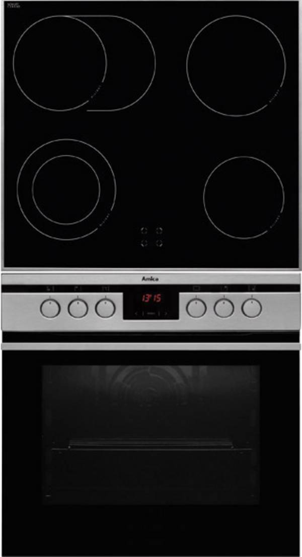 Amica EHC 12761 E Backofen inkl. Kochfeld 65 l EEK: A (A+++ - D) Edelstahl, Schwarz