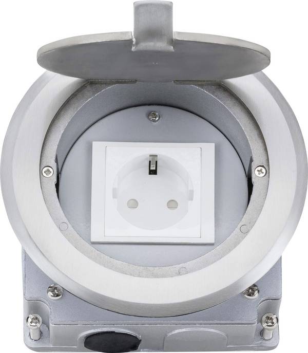 LEDmaxx 105628 1fach Fußboden-Einbausteckdose  erhöhter Berührungsschutz IP20 Aluminium