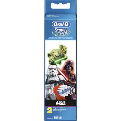 Verpackung von Oral-B Zahnbürstenköpfen für Kinder mit Star Wars-Motiven. Yoda und Darth Vader sind prominent abgebildet.