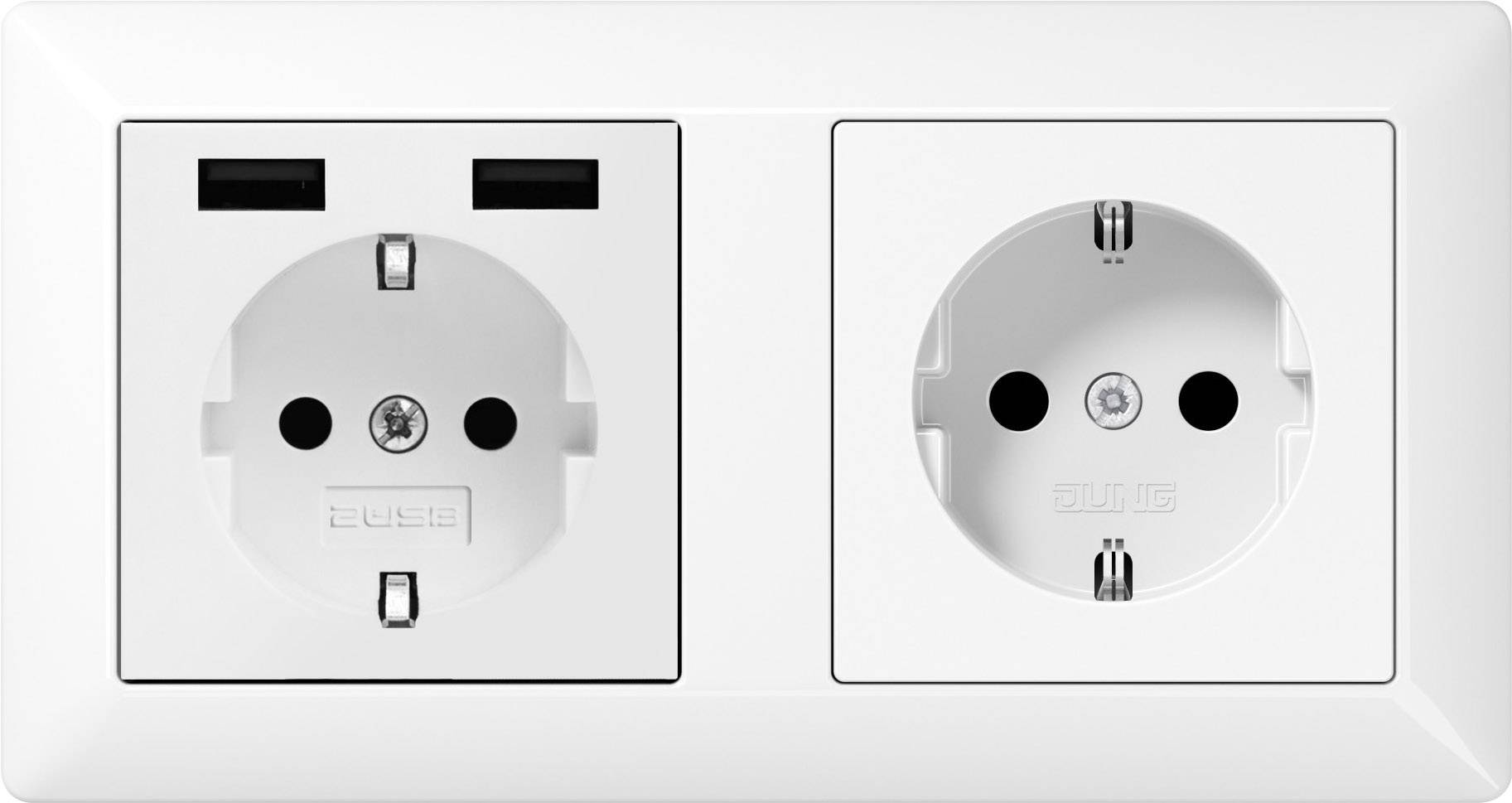 2USB 1493573 1fach Unterputz-Steckdose mit USB, erhöhter Berührungsschutz IP20 Reinweiß-3