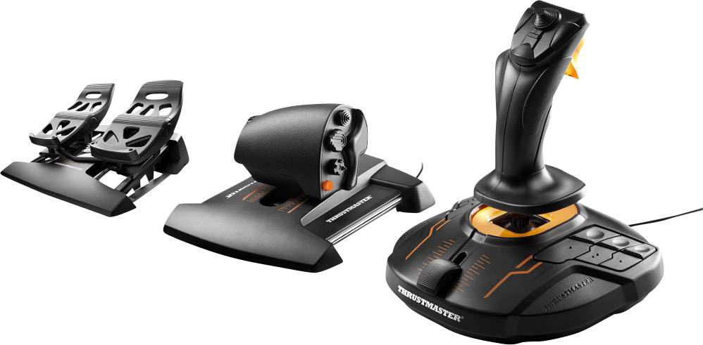 Thrustmaster T16000M FCS Flight Pack Flugsimulator-Joystick USB PC Schwarz inkl. Pedale, inkl. Schieberegler
