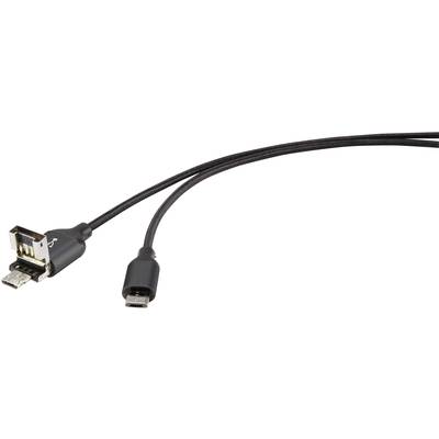 Renkforce USB-Kabel USB 2.0 USB-A Stecker, USB-Micro-B Stecker 1.00 m Schwarz mit OTG-Funktion, vergoldete Steckkontakte