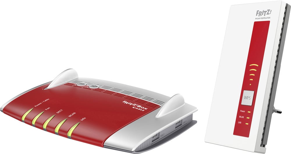 AVM FRITZ!Box 6490 Cable + AVM FRITZ!WLAN Repeater 1750E WLAN Router mit Modem Integriertes
