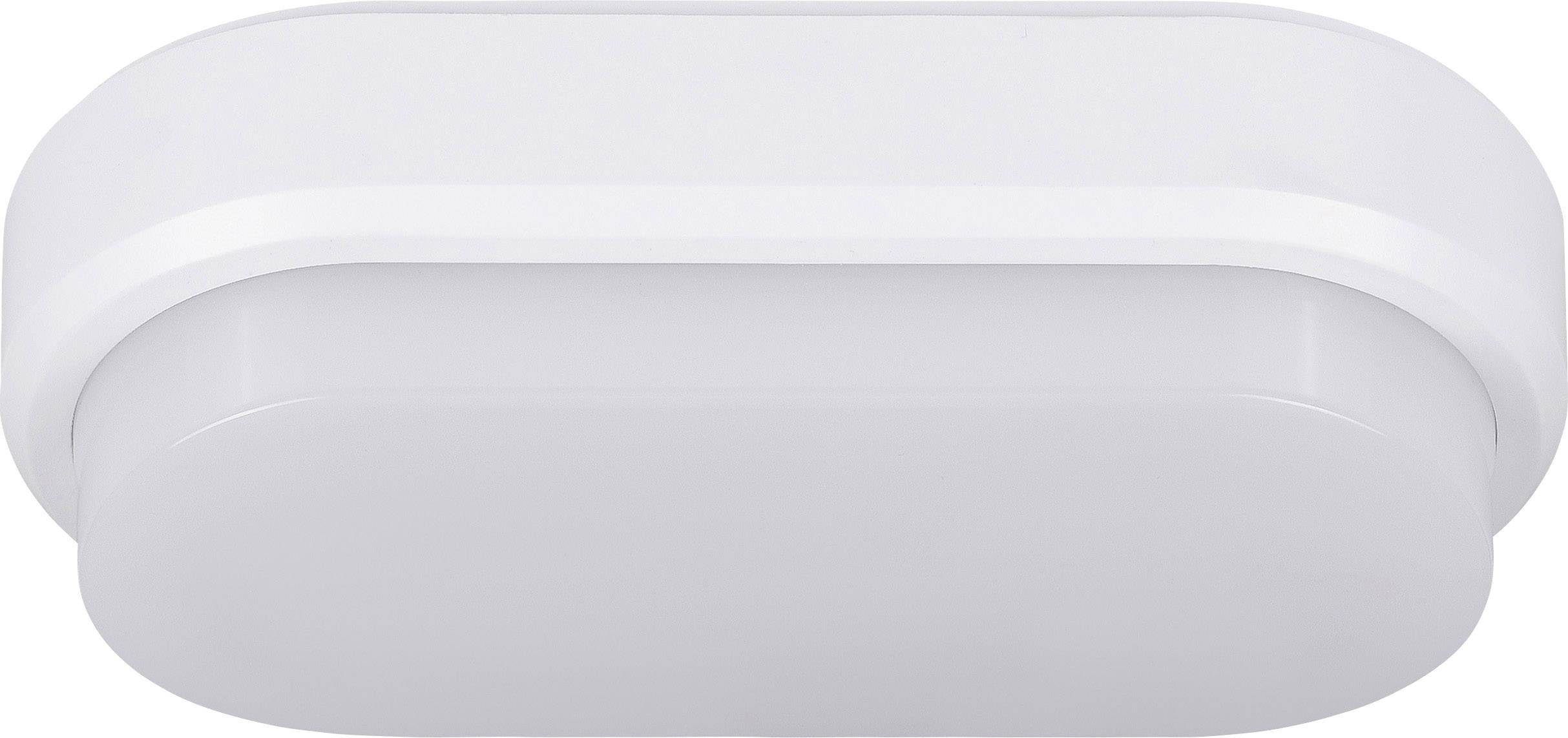 Ein rechteckiger, weißer LED-Deckenleuchte mit abgerundeten Kanten.