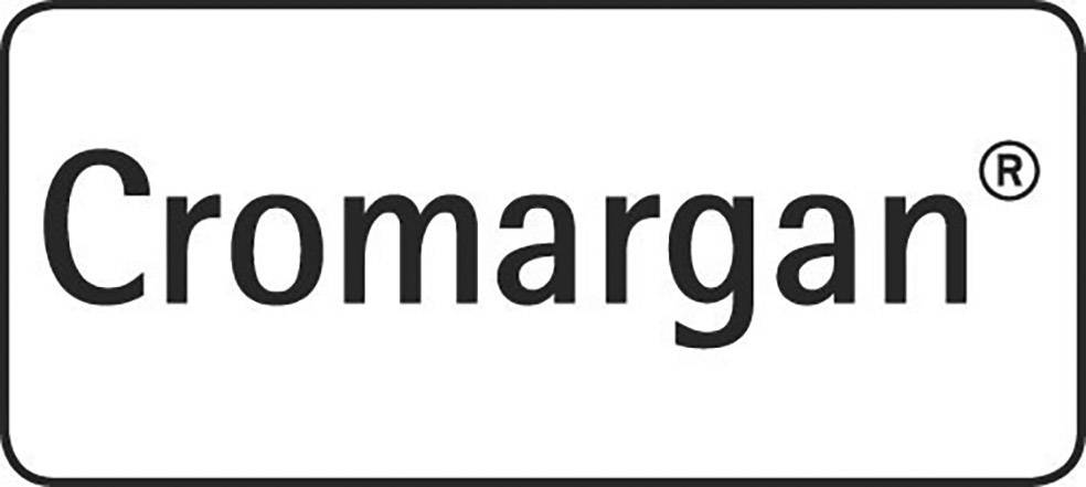 'Logo mit dem Schriftzug Cromargan in schwarzer Schrift auf weißem Hintergrund, umgeben von einem schwarzen Rahmen.'