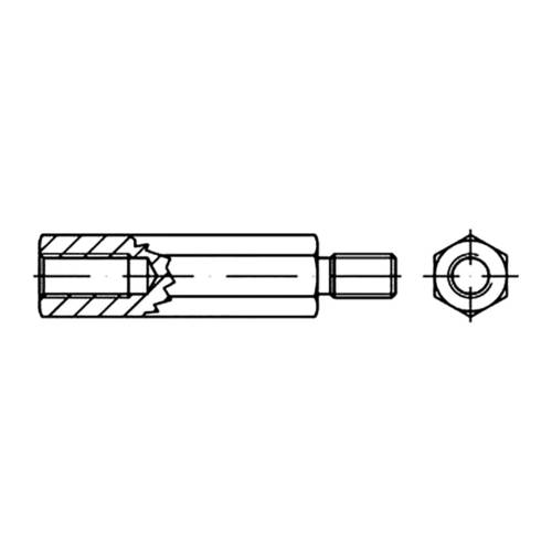 TOOLCRAFT Sechskant-Abstandsbolzen 12 mm Stahl verzinkt 149960 100 St.