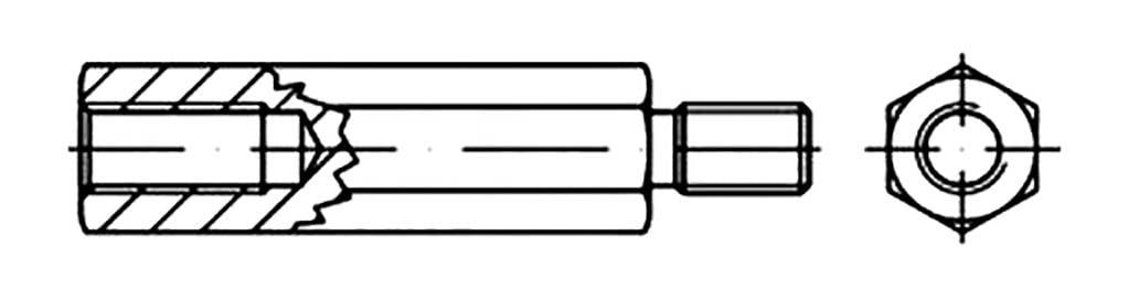 TOOLCRAFT Sechskant-Abstandsbolzen 5 mm Stahl verzinkt 149940 100 St.