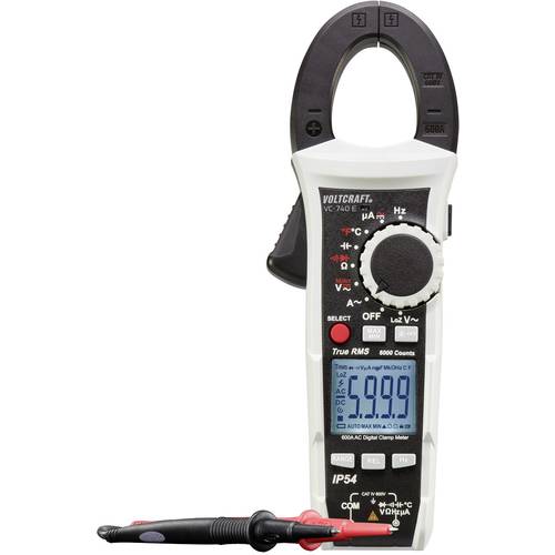VOLTCRAFT VC740 (K) Stromzange, Hand-Multimeter kalibriert (ISO) digital Spritzwassergeschützt (IP54) CAT IV 600 V Anzei...