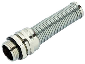 Flexibles Metallrohr mit Schraubverbindungen an beiden Enden, verwendet für sichere und flexible Verbindungen in industriellen Anwendungen.