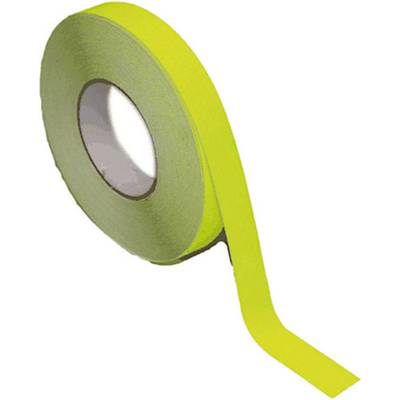 Eine gelbe Klebebandrolle mit abgezogener Klebefläche.