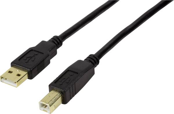 LogiLink USB-Kabel USB 2.0 USB-A Stecker, USB-B Stecker 10.00 m Schwarz vergoldete Steckkontakte UA0264