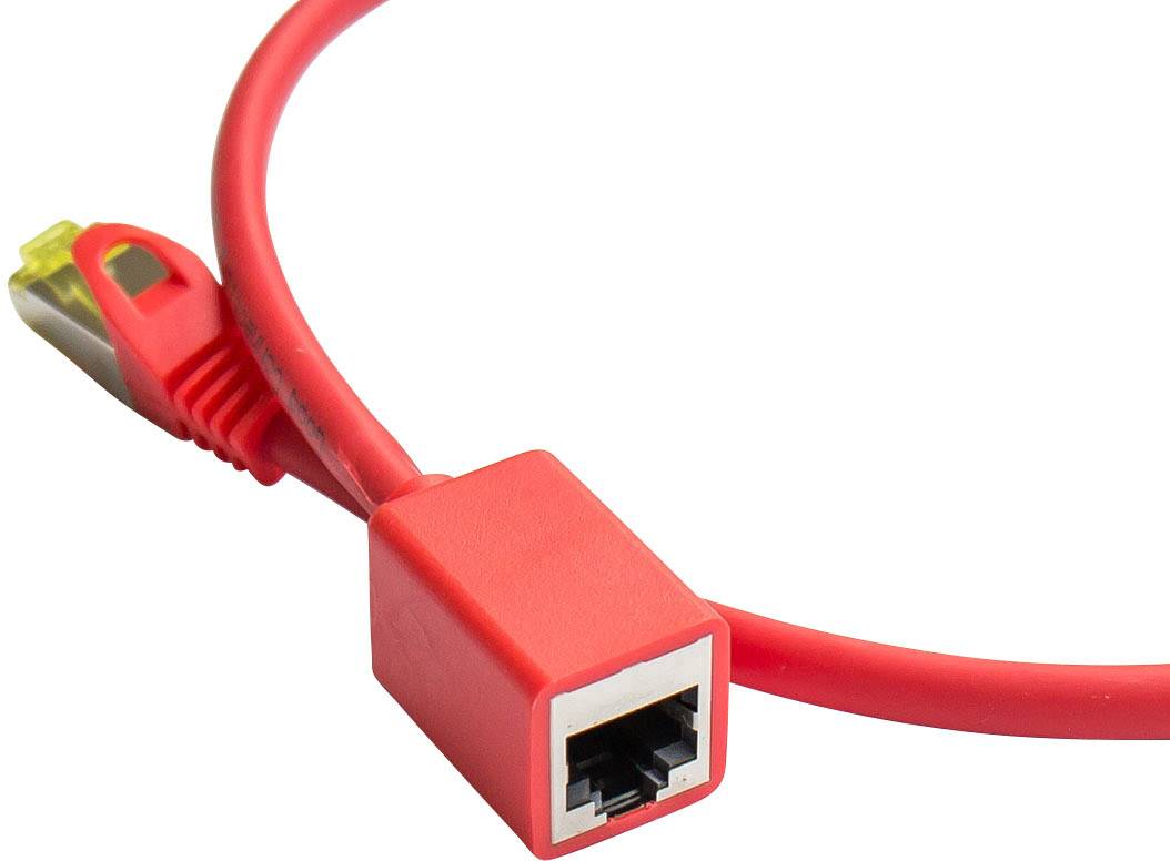 Good Connections® RJ45 Patchkabelverlängerung mit Cat. 7 Rohkabel und Rastnasenschutz, S/FTP, 500MHz, rot, 5m-1